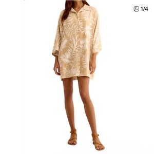 NEW Z SUPPLY camden linen palm mini dress in sandcastle